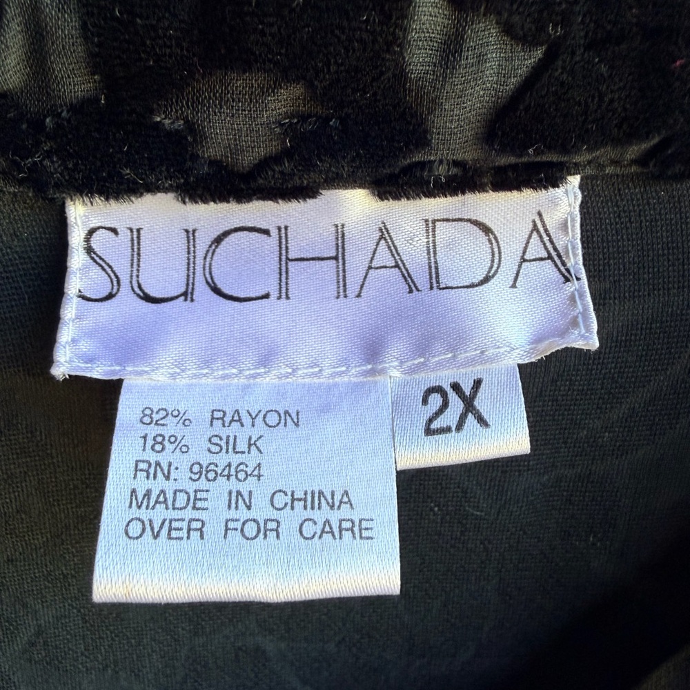 Suchada Burnout Velvet Floral Blouse‎ 2X | Sheer Boho Y2K Top Whimsygoth - Picture 5 of 9